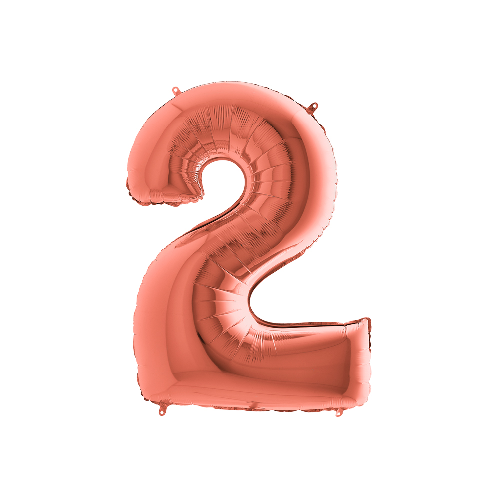 Grabo Folienballon Rosegold 100 cm, Zahl "2"