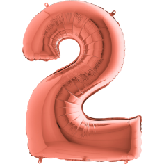 Grabo Folienballon Rosegold 100 cm, Zahl "2"
