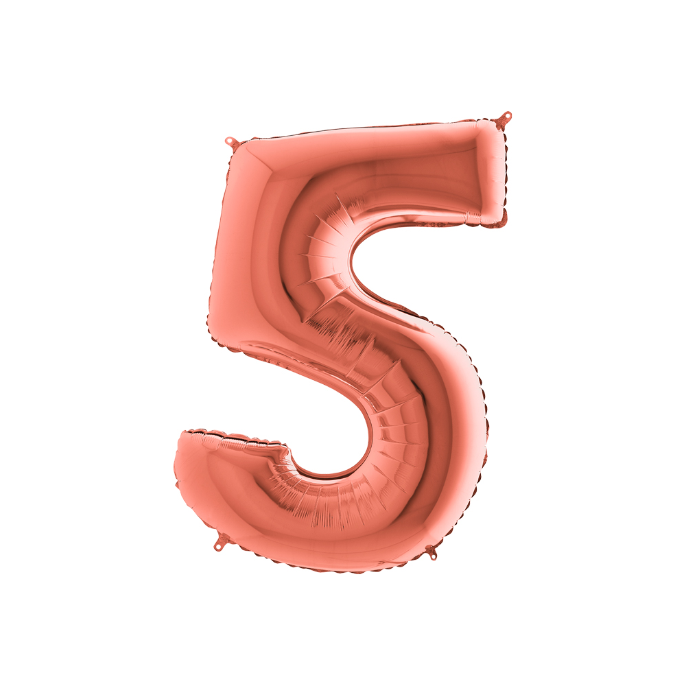 Folienballon Rosegold 100 cm, Zahl "5"