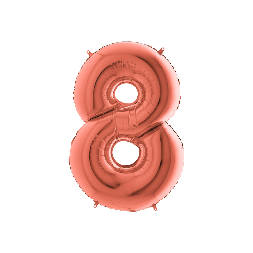 Folienballon Rosegold 100 cm, Zahl "8"
