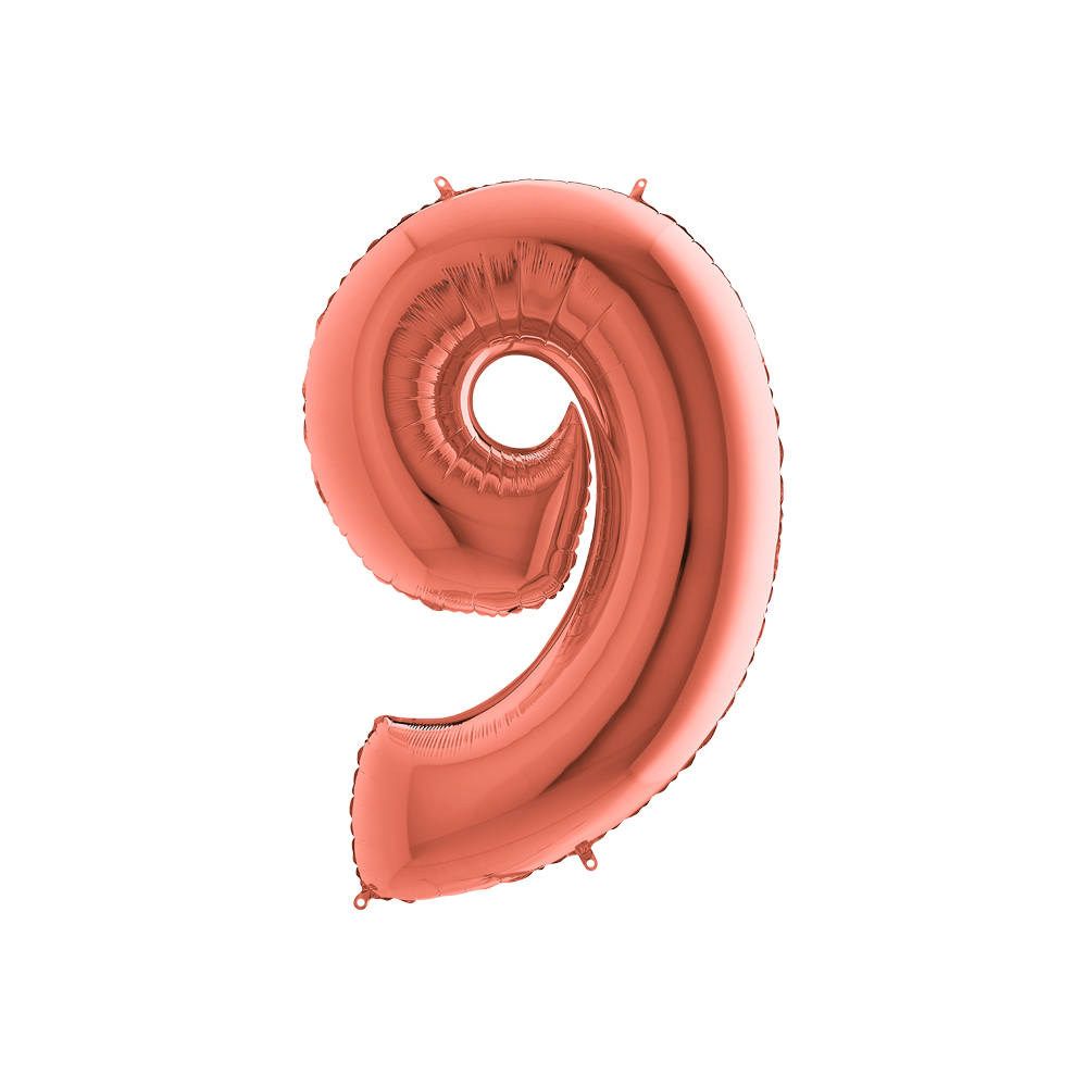 Folienballon Rosegold 100 cm, Zahl "9"
