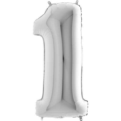 Folienballon Silber 100 cm, Zahl "1"