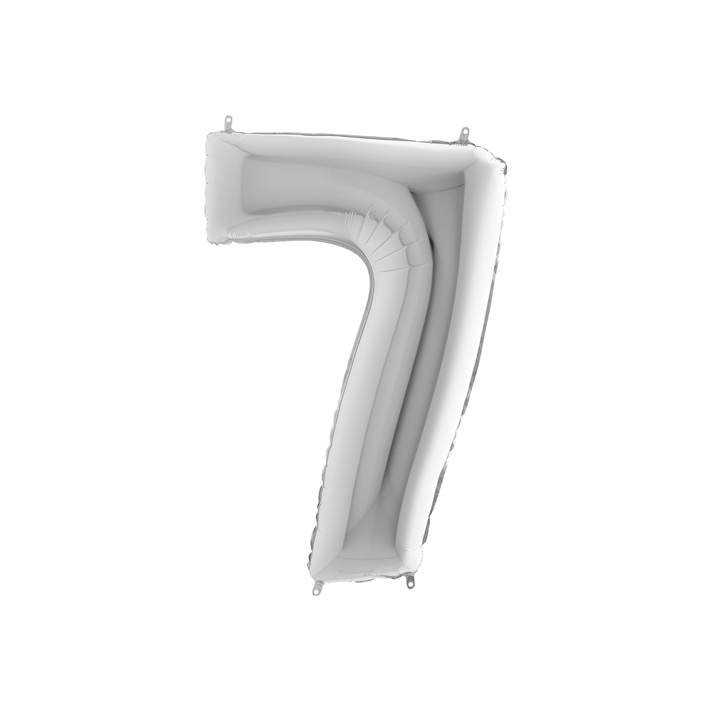 Folienballon Silber 100 cm, Zahl "7"