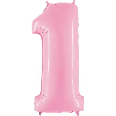 Grabo Folienballon Pink Pastell 100 cm, Zahl "1"