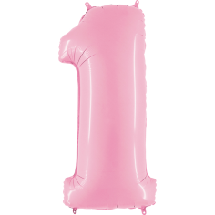Grabo Folienballon Pink Pastell 100 cm, Zahl "1"