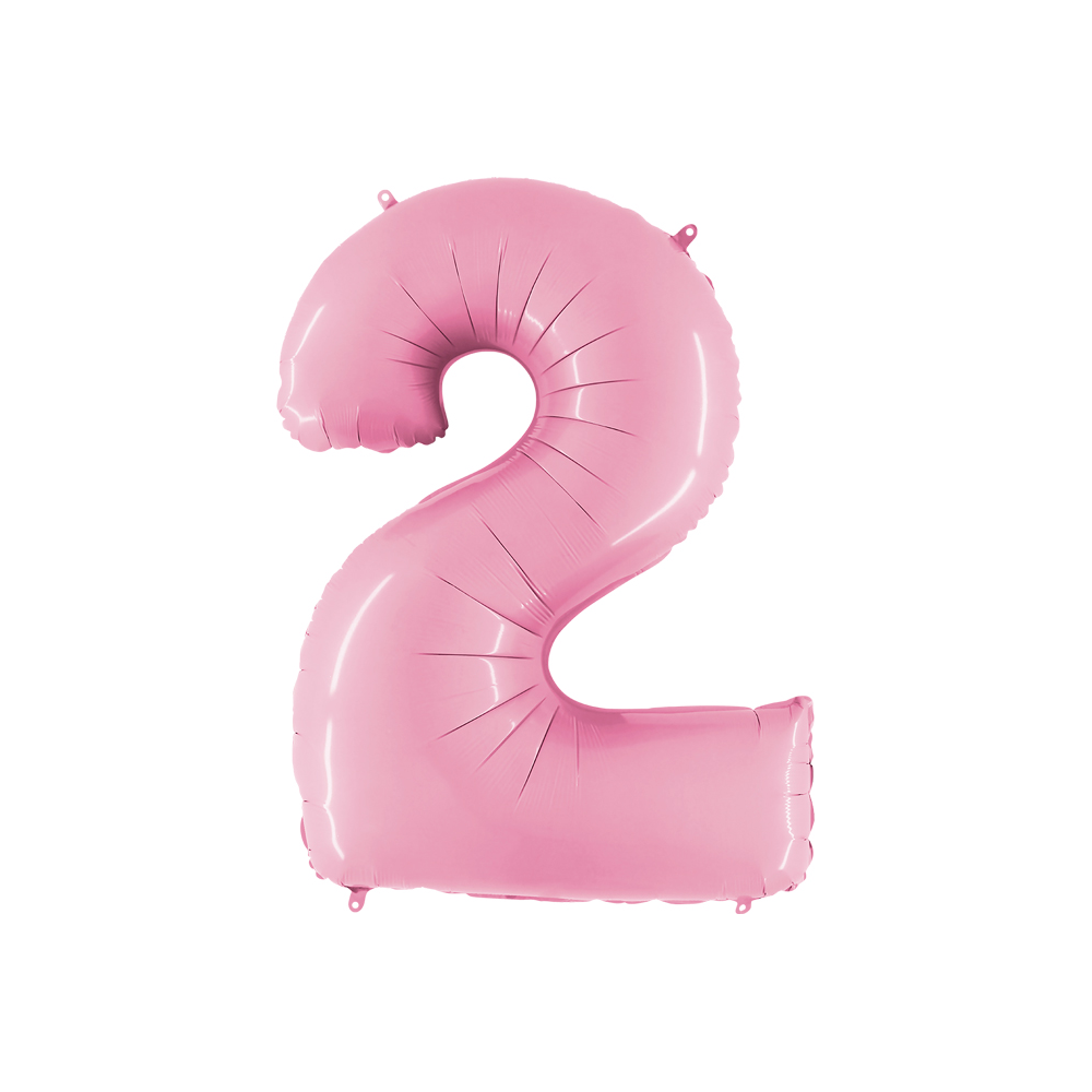 Grabo Folienballon Pink Pastell 100 cm, Zahl "2"