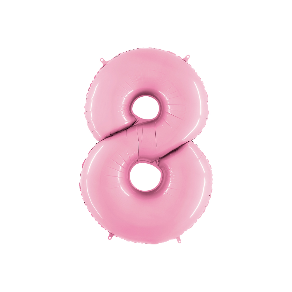 Folienballon Pink Pastell 100 cm, Zahl "8"