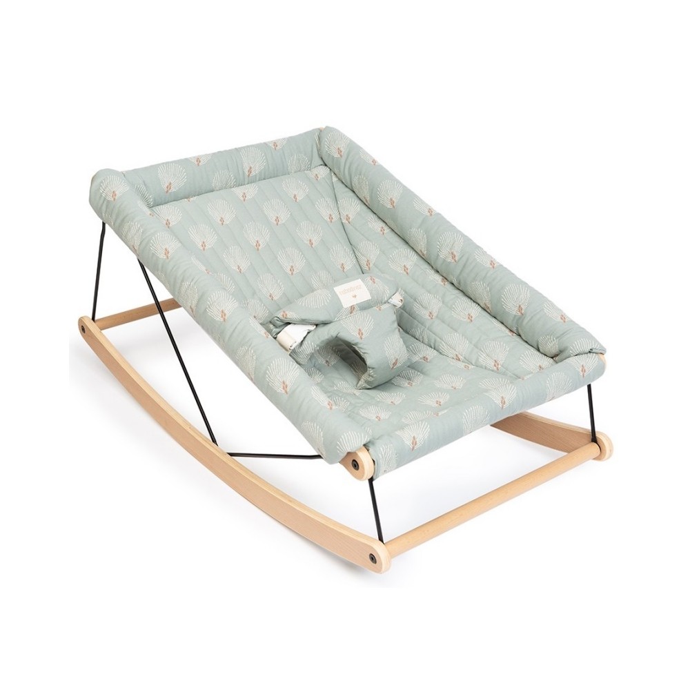 Nobodinoz Babywippe Growing Green Baby Bouncer, White Gatsby/ Antique