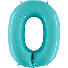 Folienballon Blau Pastell 100 cm, Zahl "0"