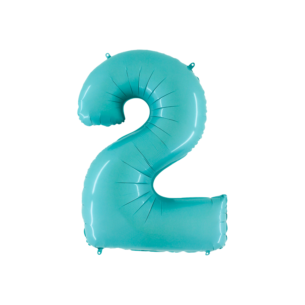 Folienballon Blau Pastell 100 cm, Zahl "2"