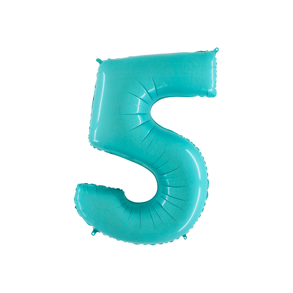 Folienballon Blau Pastell 100 cm, Zahl "5"