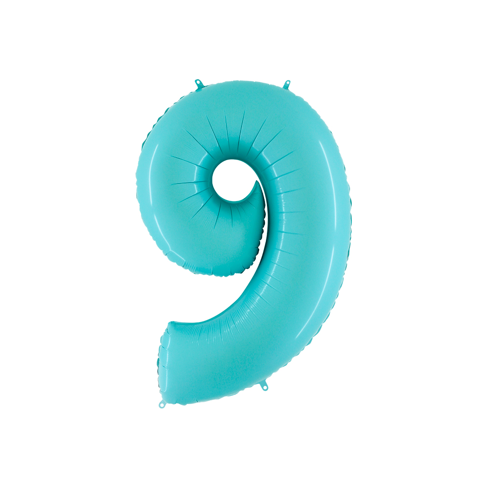 Folienballon Blau Pastell 100 cm, Zahl "9"