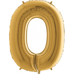 Grabo Folienballon Gelbgold 100 cm, Zahl "0"