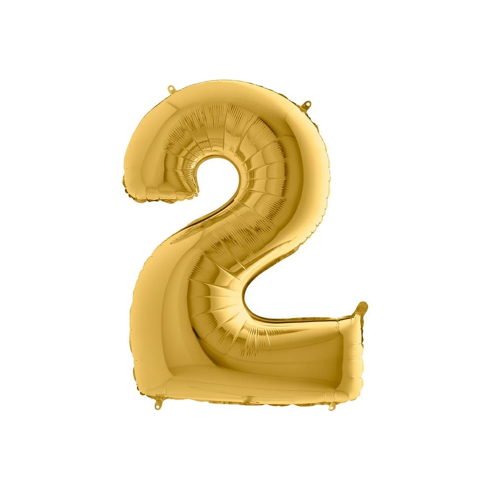 Grabo Folienballon Gelbgold 100 cm, Zahl "2"