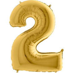 Grabo Folienballon Gelbgold 100 cm, Zahl "2"