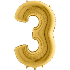 Folienballon Gelbgold 100 cm, Zahl "3"