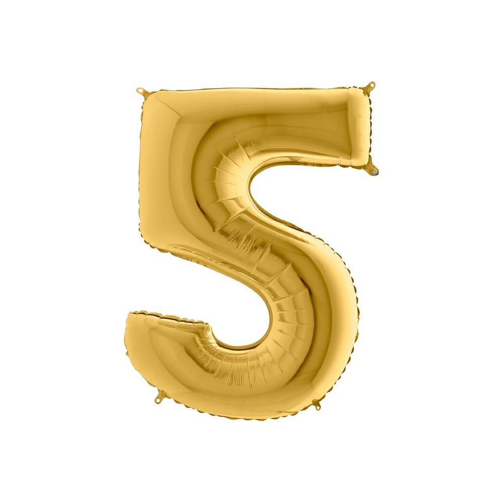 Folienballon Gelbgold 100 cm, Zahl "5"