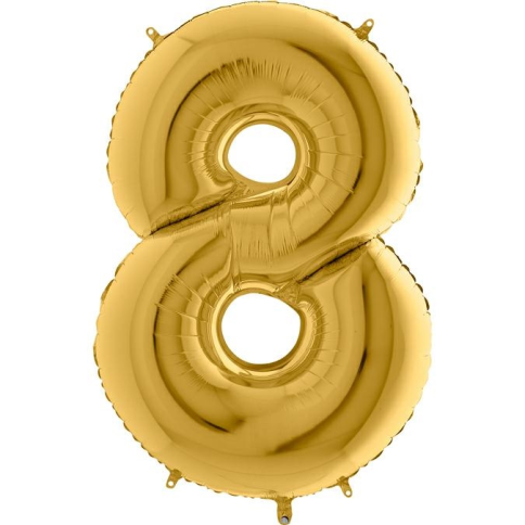 Grabo Folienballon Gelbgold 100 cm, Zahl "8"