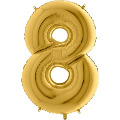 Grabo Folienballon Gelbgold 100 cm, Zahl "8"