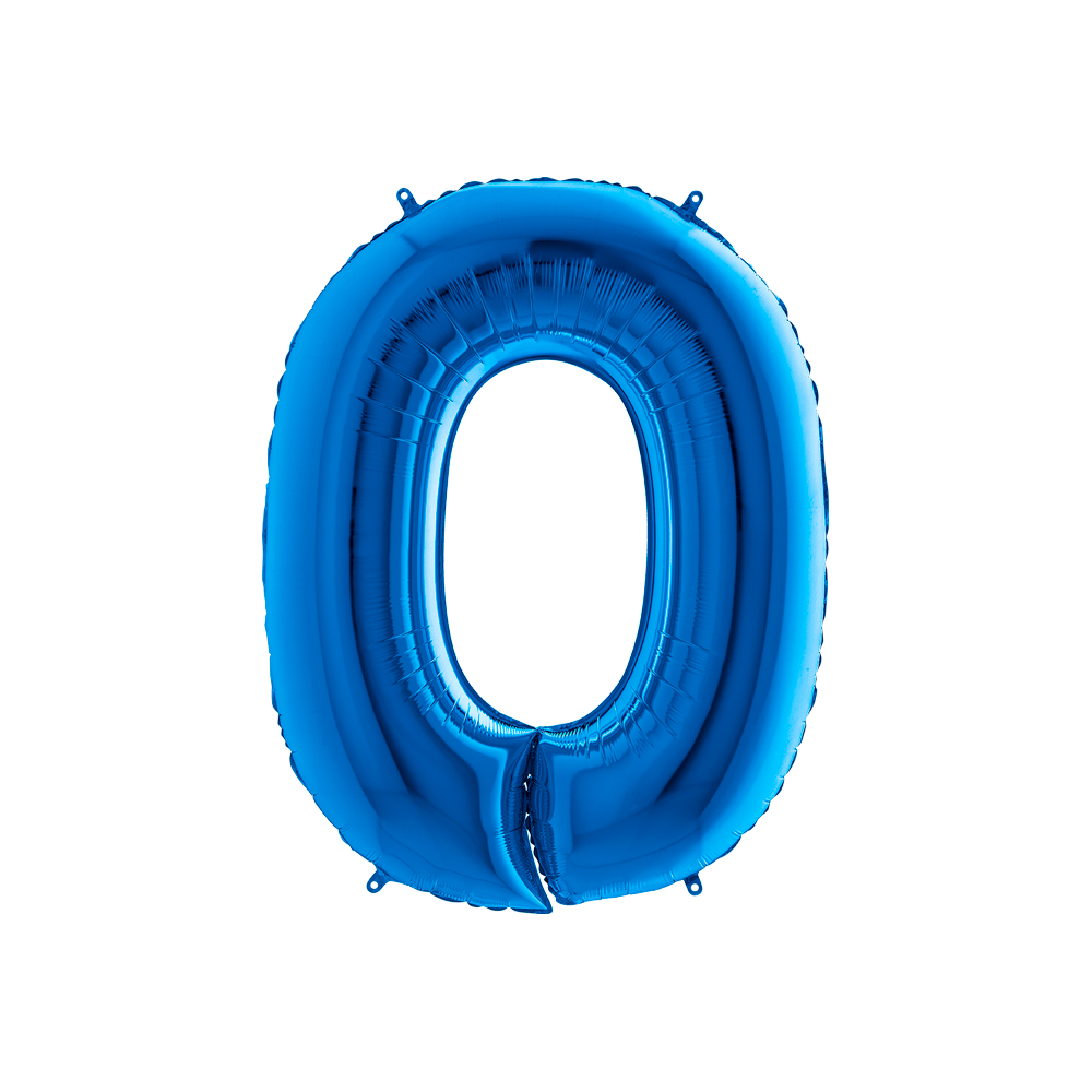 Folienballon Blau 100 cm, Zahl "0"