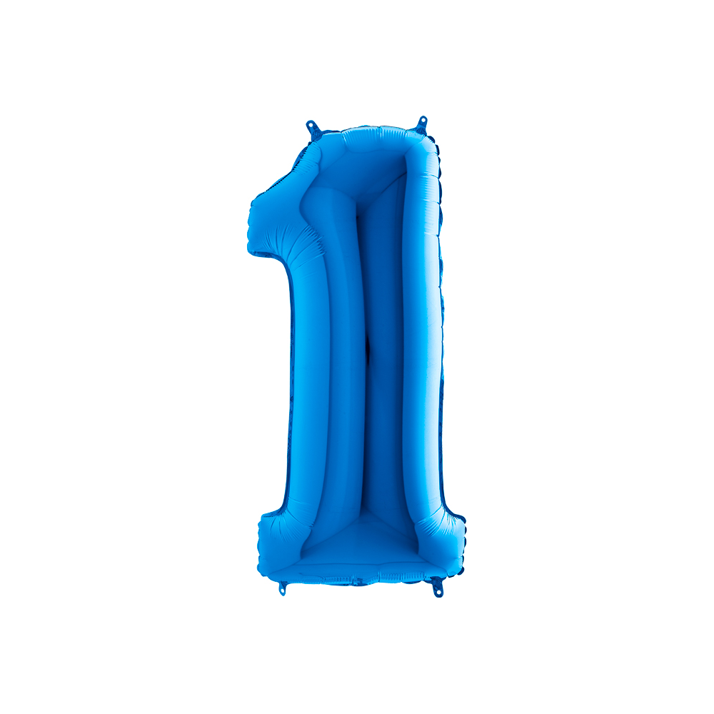 Folienballon Blau 100 cm, Zahl "1"