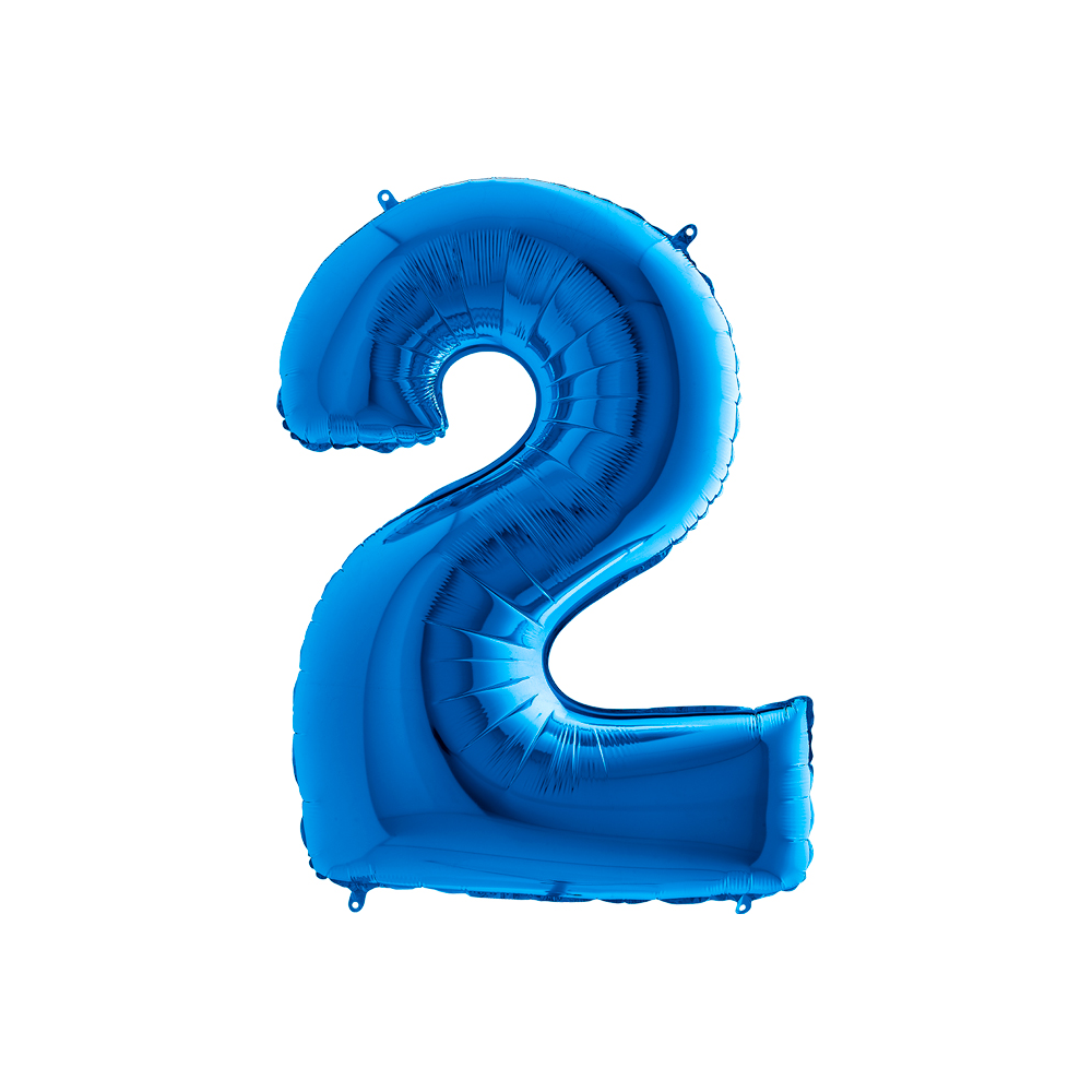 Grabo Folienballon Blau 100 cm, Zahl "2"
