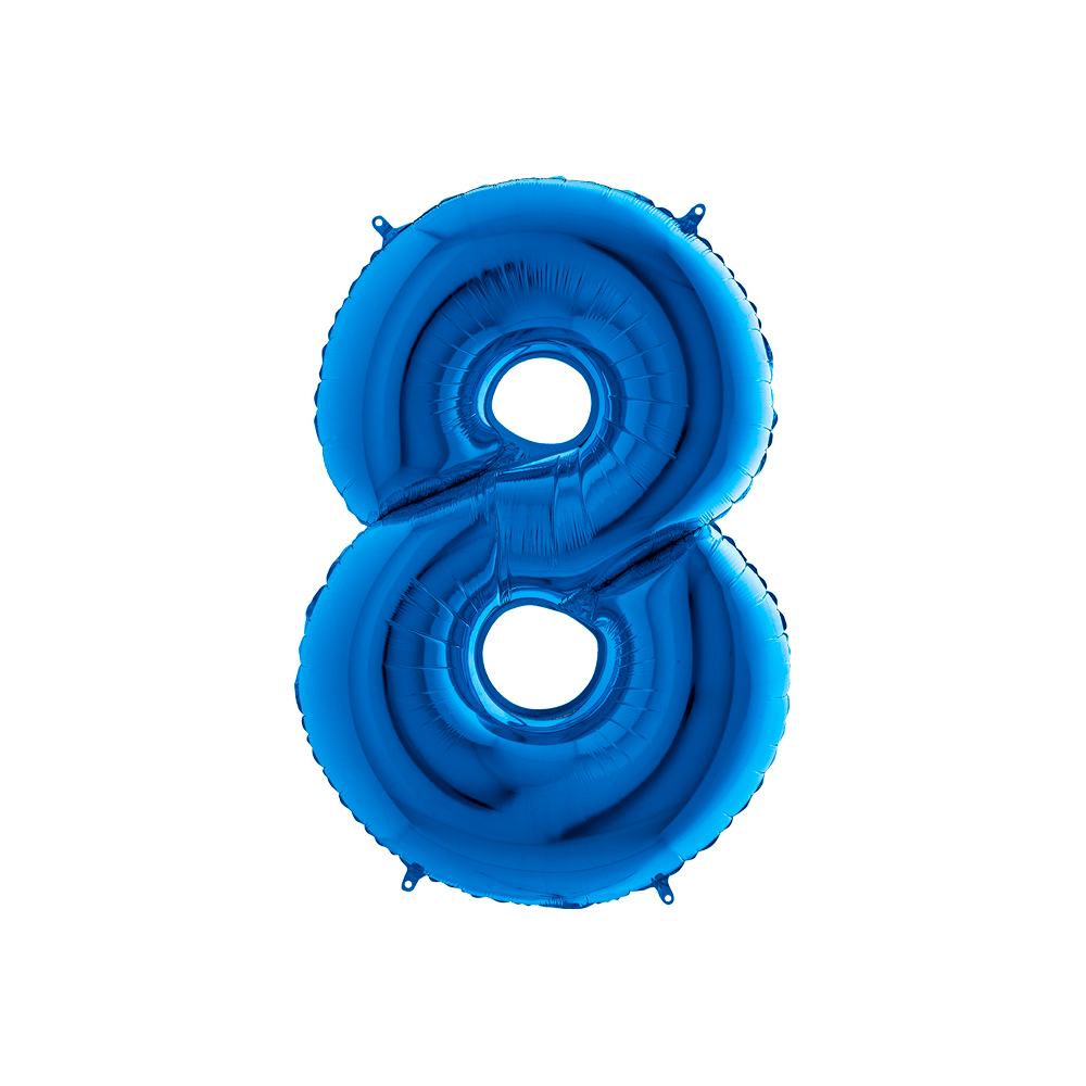 Grabo Folienballon Blau 100 cm, Zahl "8"