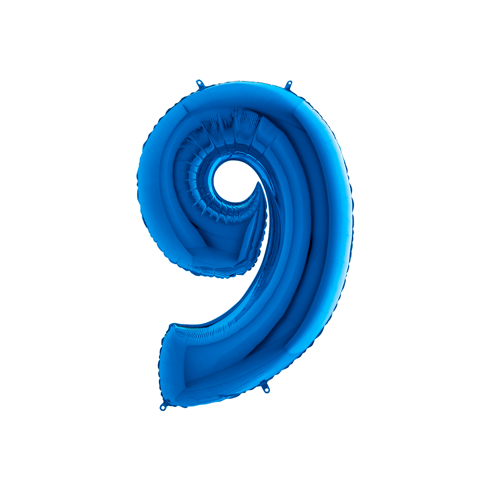 Grabo Folienballon Blau 100 cm, Zahl "9"