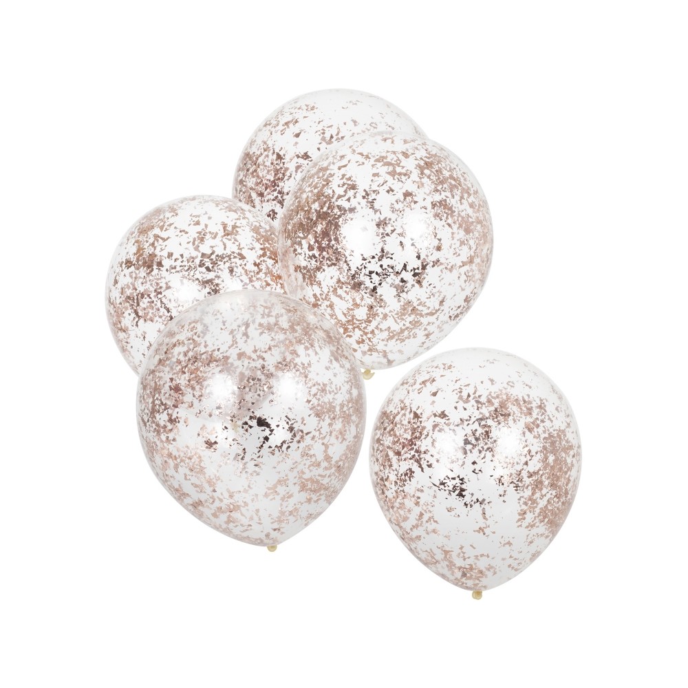 Latex Luftballone 5 Stk., Rosé Gold Konfetti