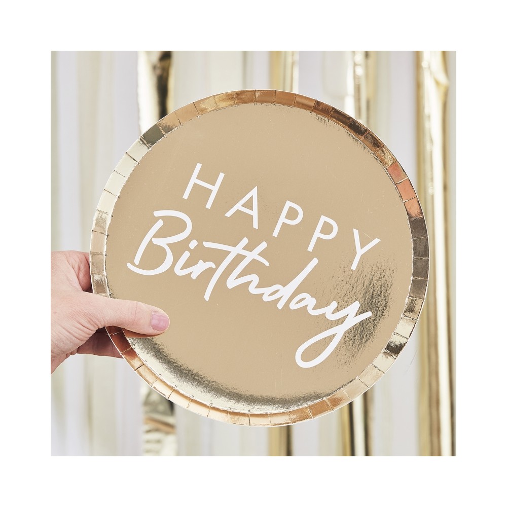 Kartonteller, Gold, 8 Stk.