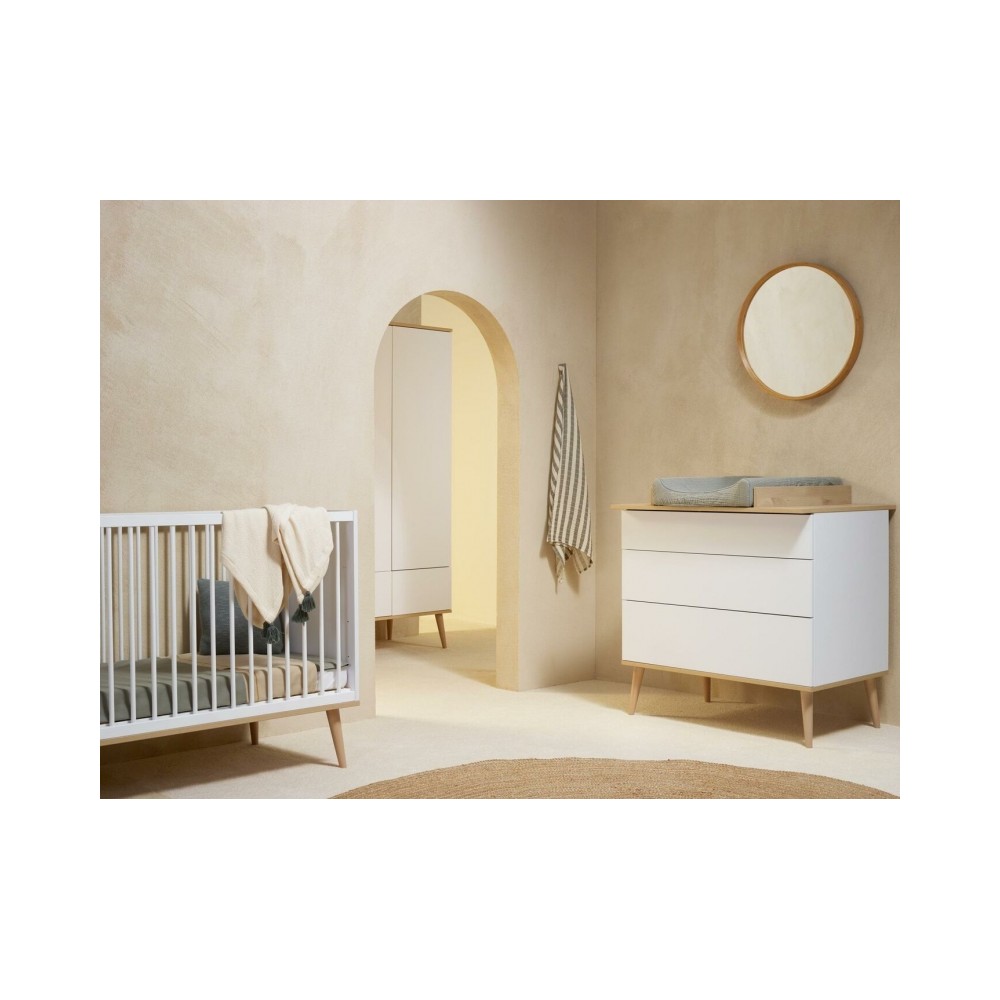 Babybett Flow, White & Oak