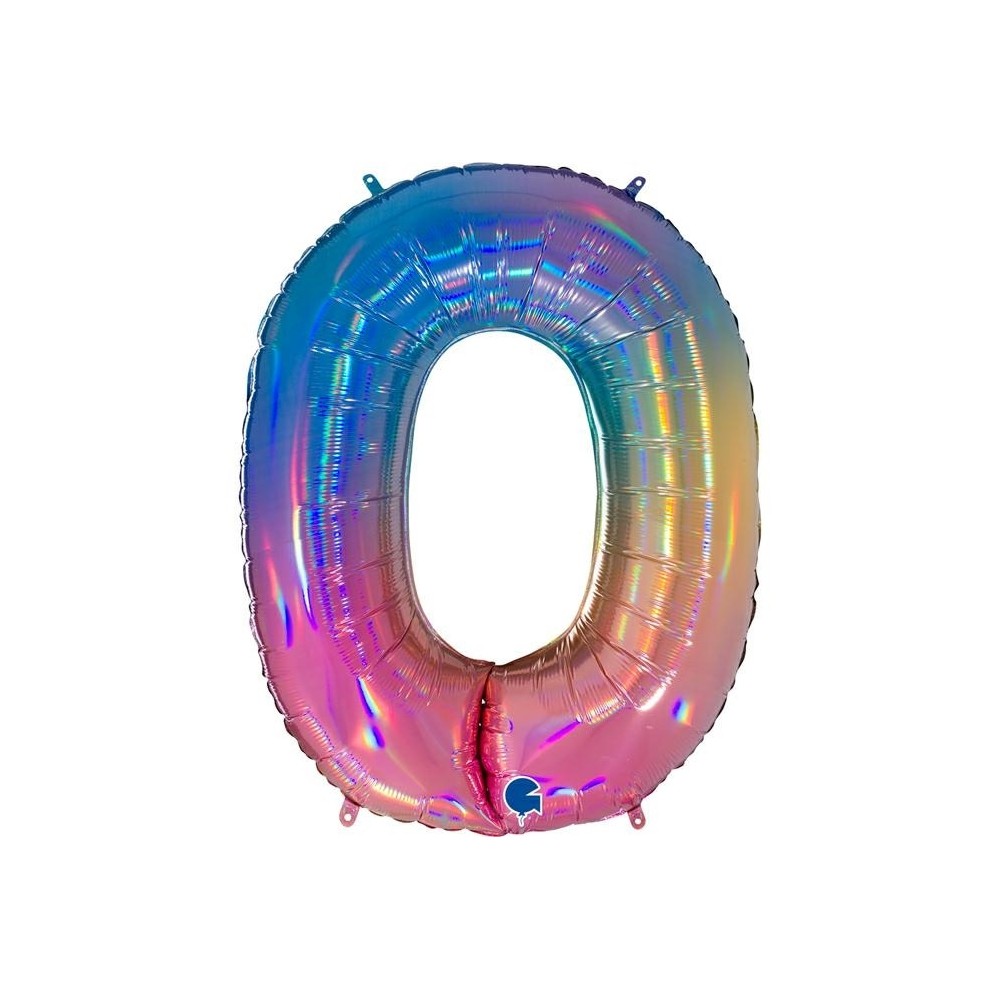 Grabo Folienballon Regenbogen 100 cm, Zahl "0"