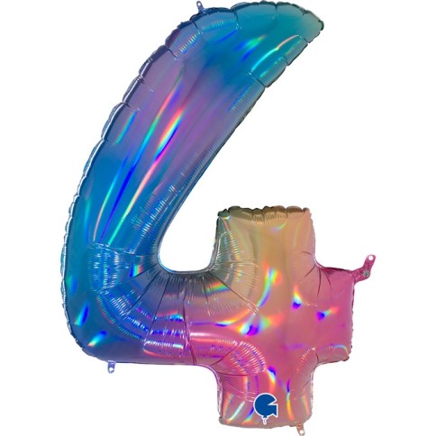 Folienballon Regenbogen 100 cm, Zahl "4"