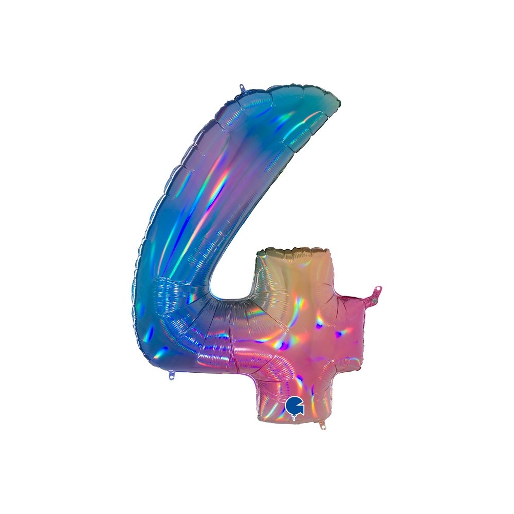Folienballon Regenbogen 100 cm, Zahl "4"