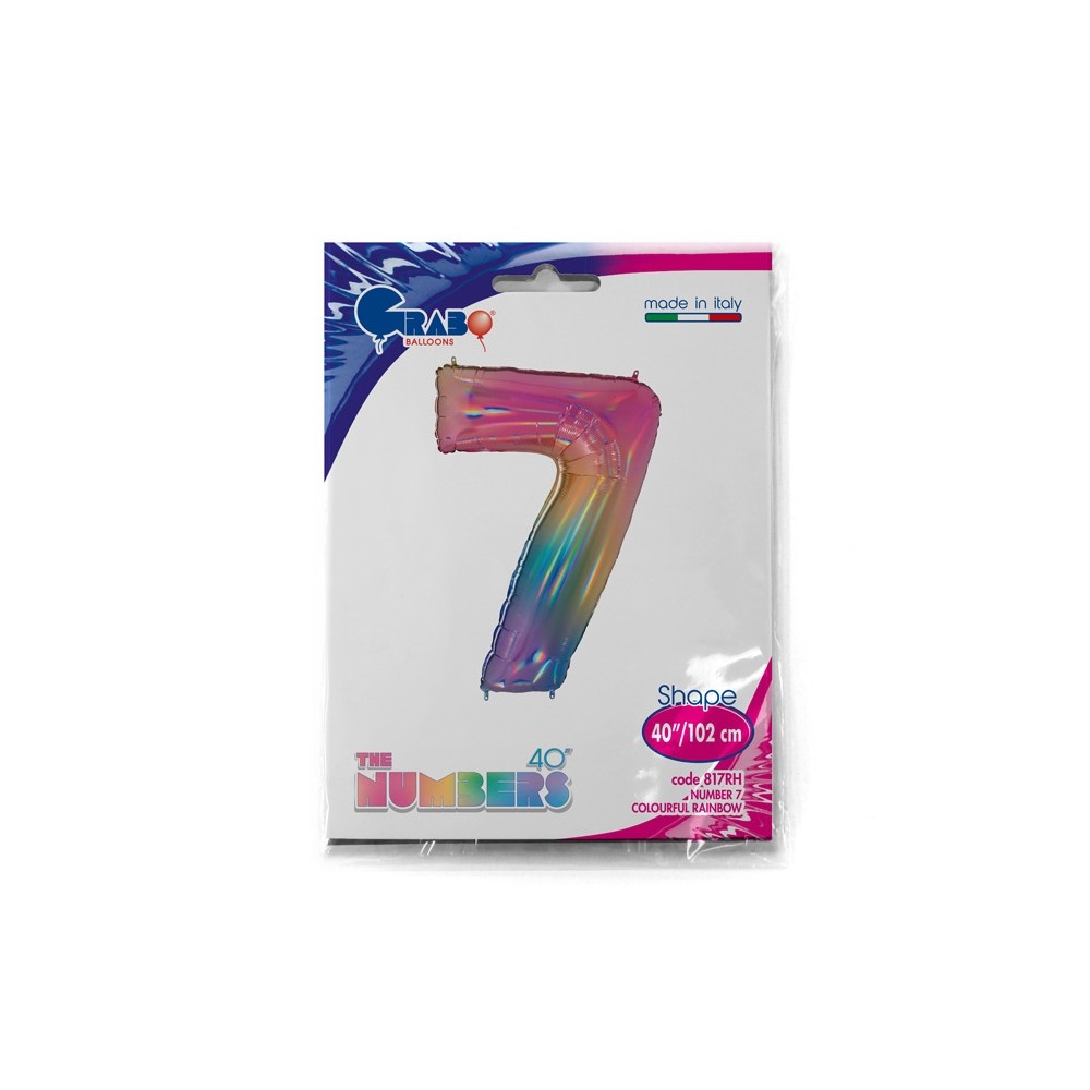 Grabo Folienballon Regenbogen 100 cm, Zahl "7"