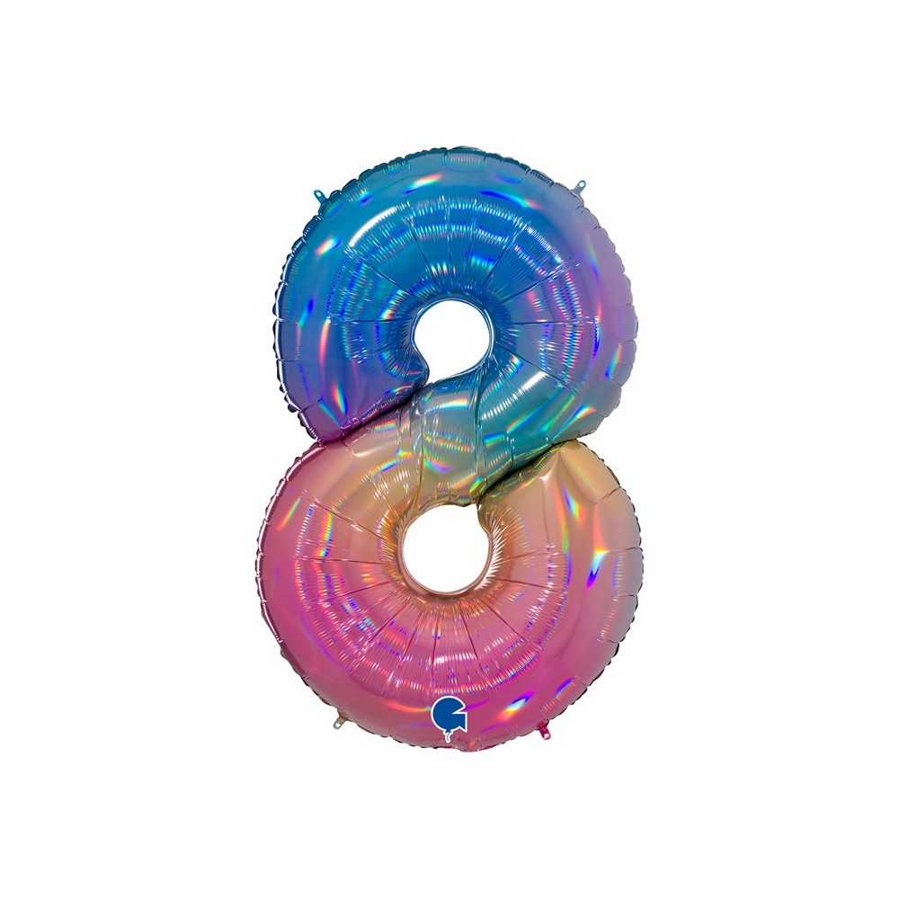 Grabo Folienballon Regenbogen 100 cm, Zahl "8"