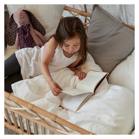 Linge de lit 100% coton biologique, 100x140 et 40x45 cm, blanc