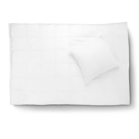 Linge de lit 100% coton biologique, 100x140 et 40x45 cm, blanc