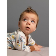 Fresk Coton biologique Babypyjama, avec pieds, renards bleus