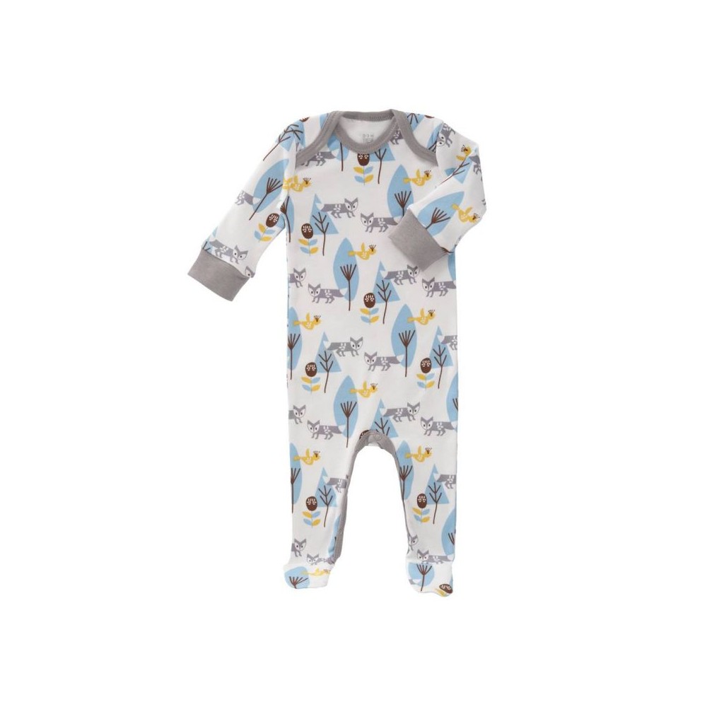Fresk Babypyjama Bio-Baumwolle, mit Füsschen, Blaue Füchse