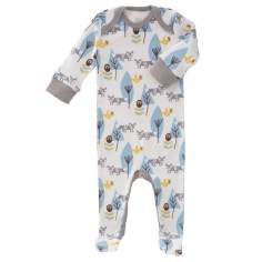 Fresk Coton biologique Babypyjama, avec pieds, renards bleus