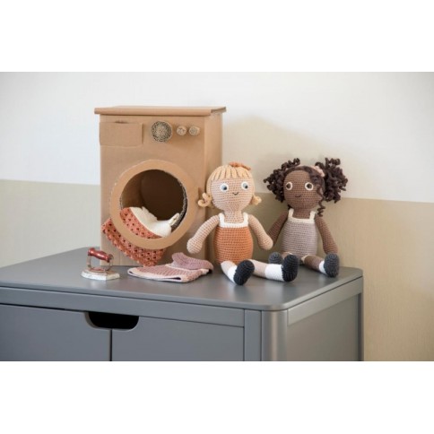 Sebra gehäkeltes Puppenkleid, sunsoaked rose