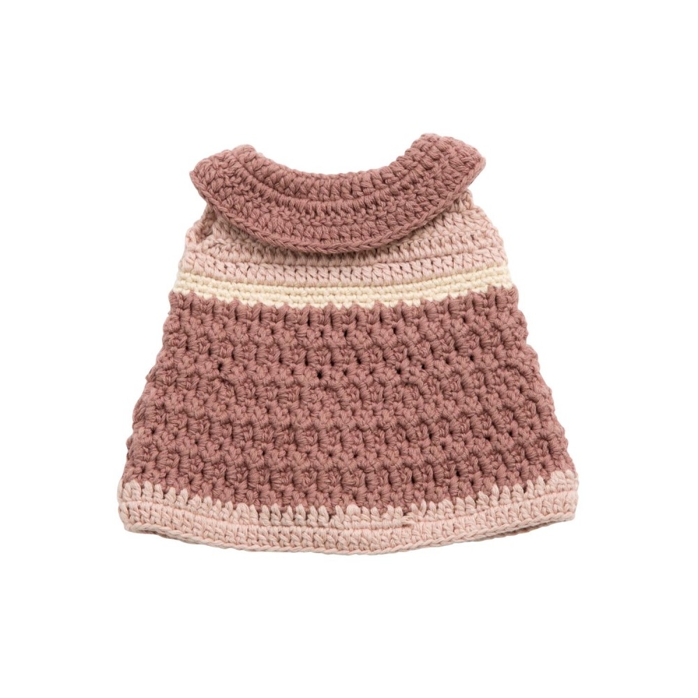 Sebra gehäkeltes Puppenkleid, sunsoaked rose