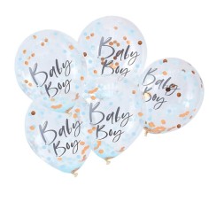 Rose Gold & Blaue Konfetti Ballone, Baby Boy