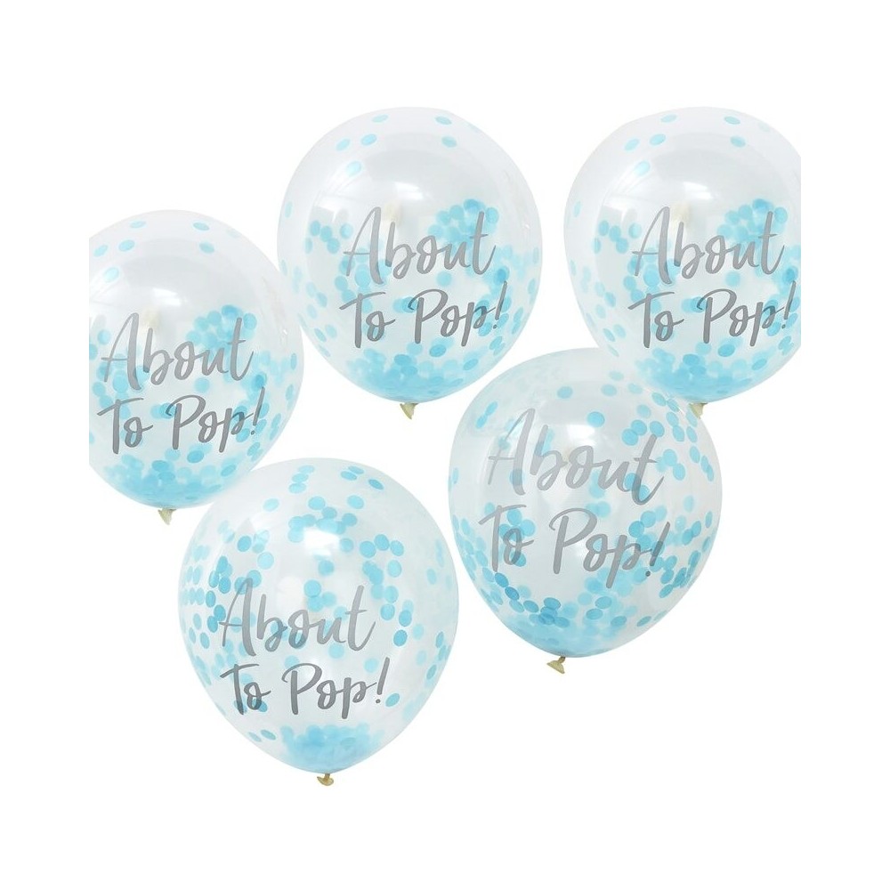 About to Pop! Baby Shower Konfetti Ballone, Blau