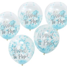About to Pop! Baby Shower Konfetti Ballone, Blau