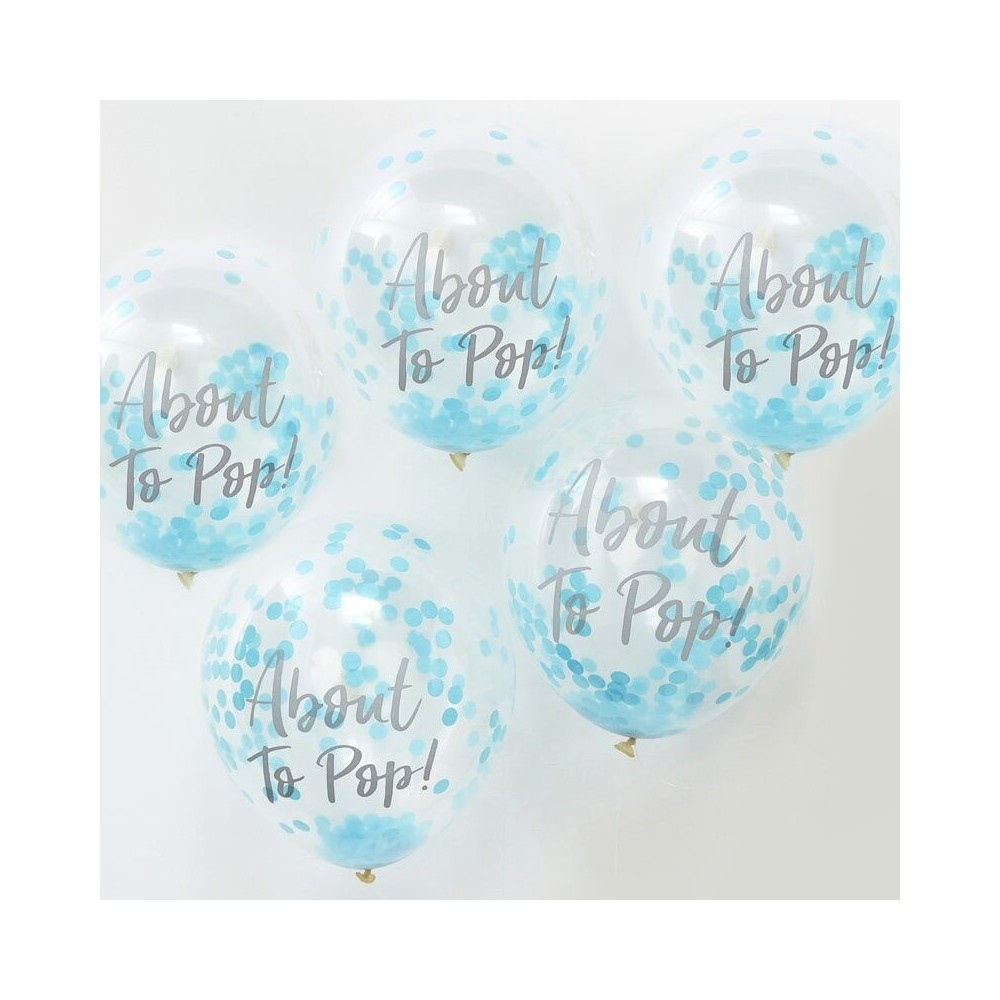 About to Pop! Baby Shower Konfetti Ballone, Blau
