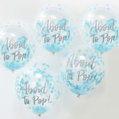 About to Pop! Baby Shower Konfetti Ballone, Blau
