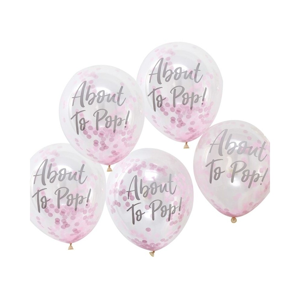 About to Pop! Baby Shower Konfetti Ballone, Pink