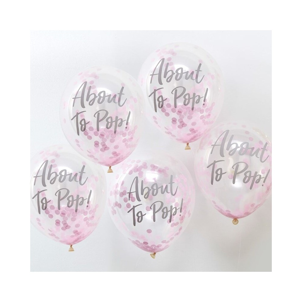 About to Pop! Baby Shower Konfetti Ballone, Pink